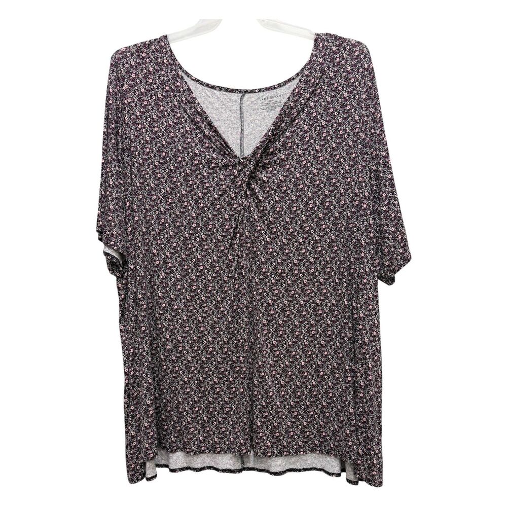 Lane Bryant Womens Plus Size Floral Black Blouse Size 26/28
